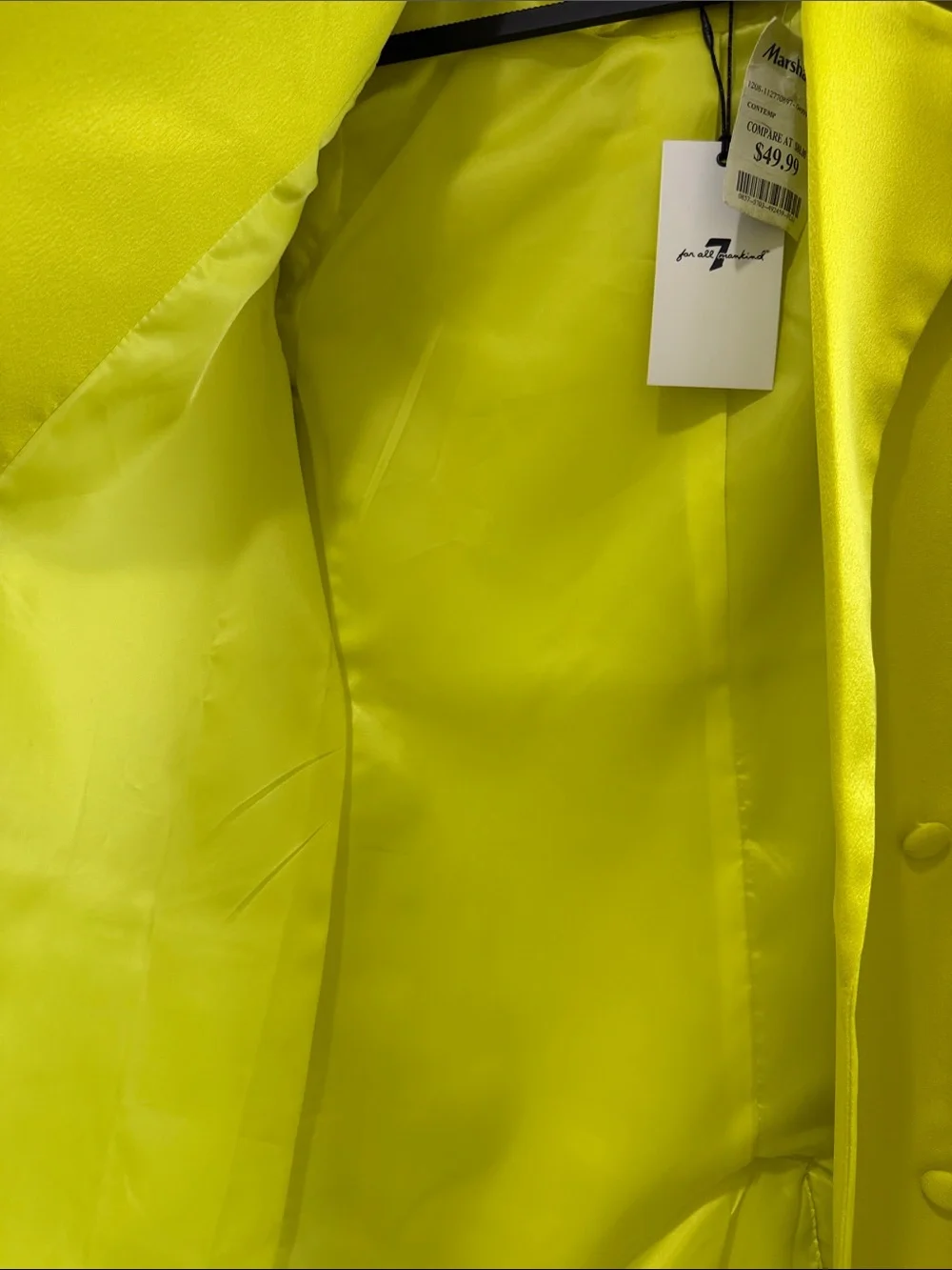 7 For All Mankind Neon Yellow Double-Breasted Blazer